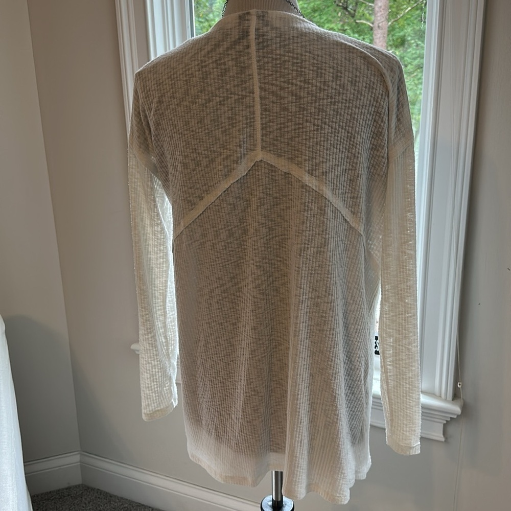 BOBEAU Waterfall Semi-Sheer Open Cardigan, Ivory, Medium, EUC - Picture 4 of 7